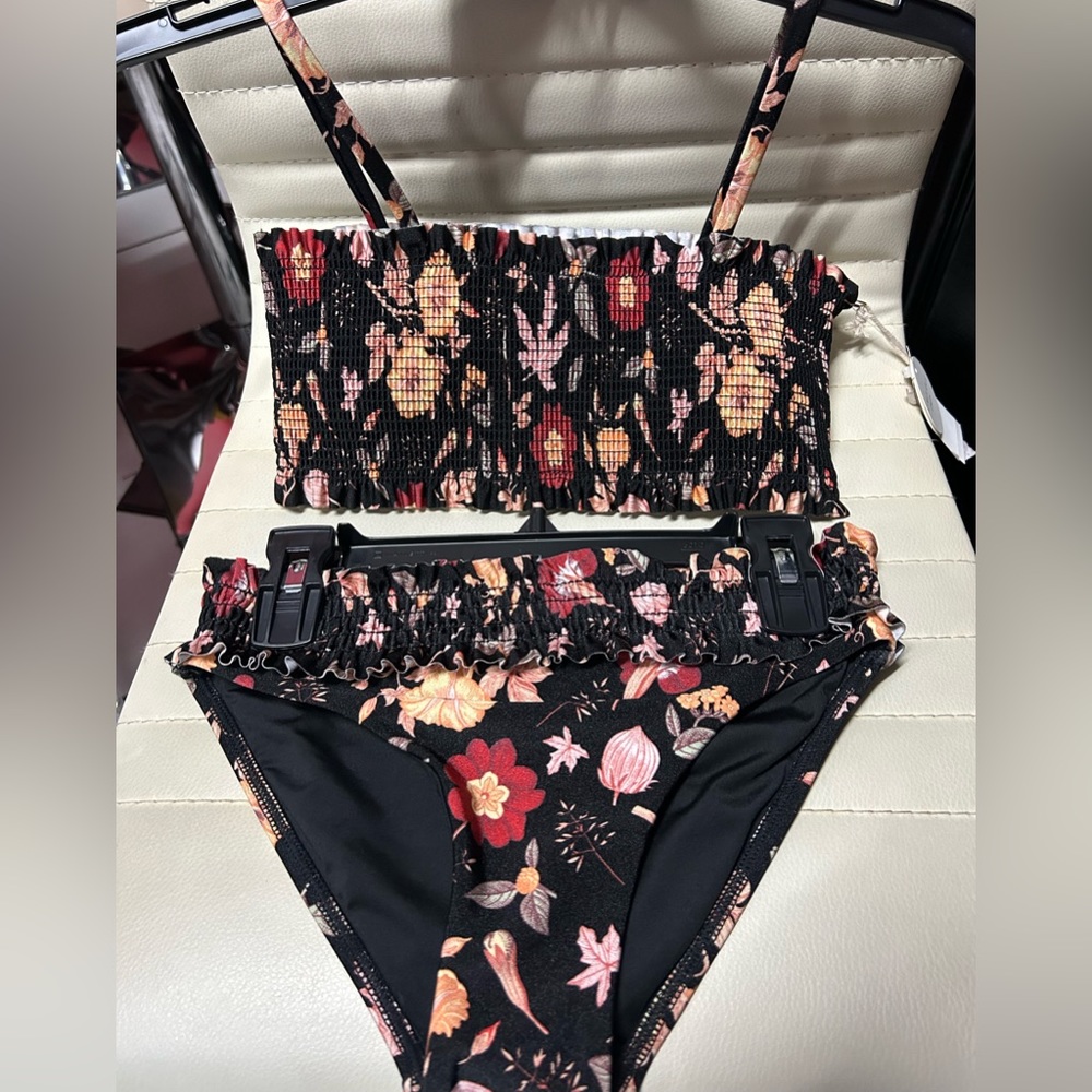 Big Girls size 10 Floral Print Bandeau 2 Piece Bikini Swimsuit